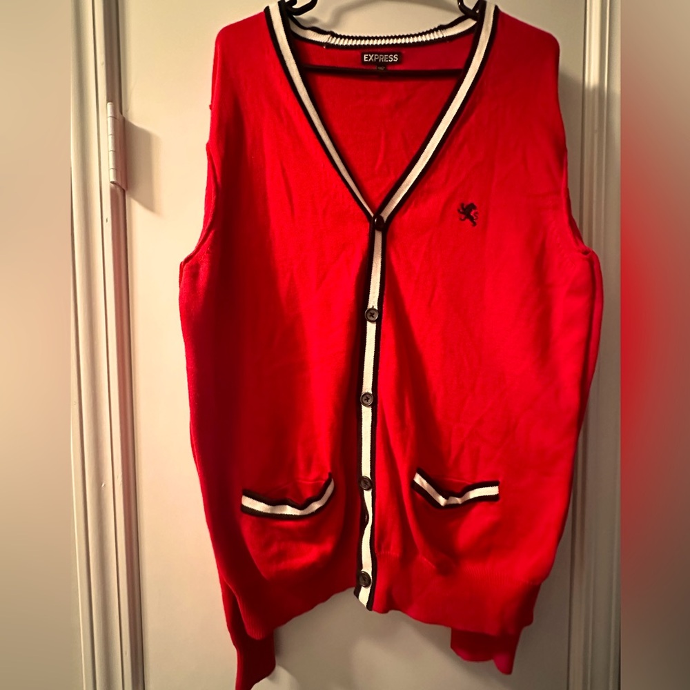 Item: Cardigan, Brand: Express, Size: Large, Color: Bright Red, “Must Have” ❤️